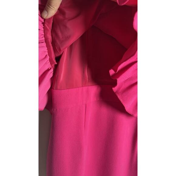 Trina Turk Size 6‎ Hot Pink Sleeveless Ruffle Open Back Crepe Formal Dress NEW - Picture 7 of 14